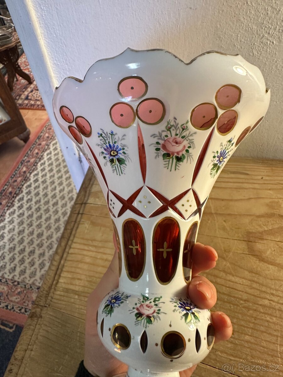 Zlacená starožitná váza 1860-1880 Biedermeier - 3