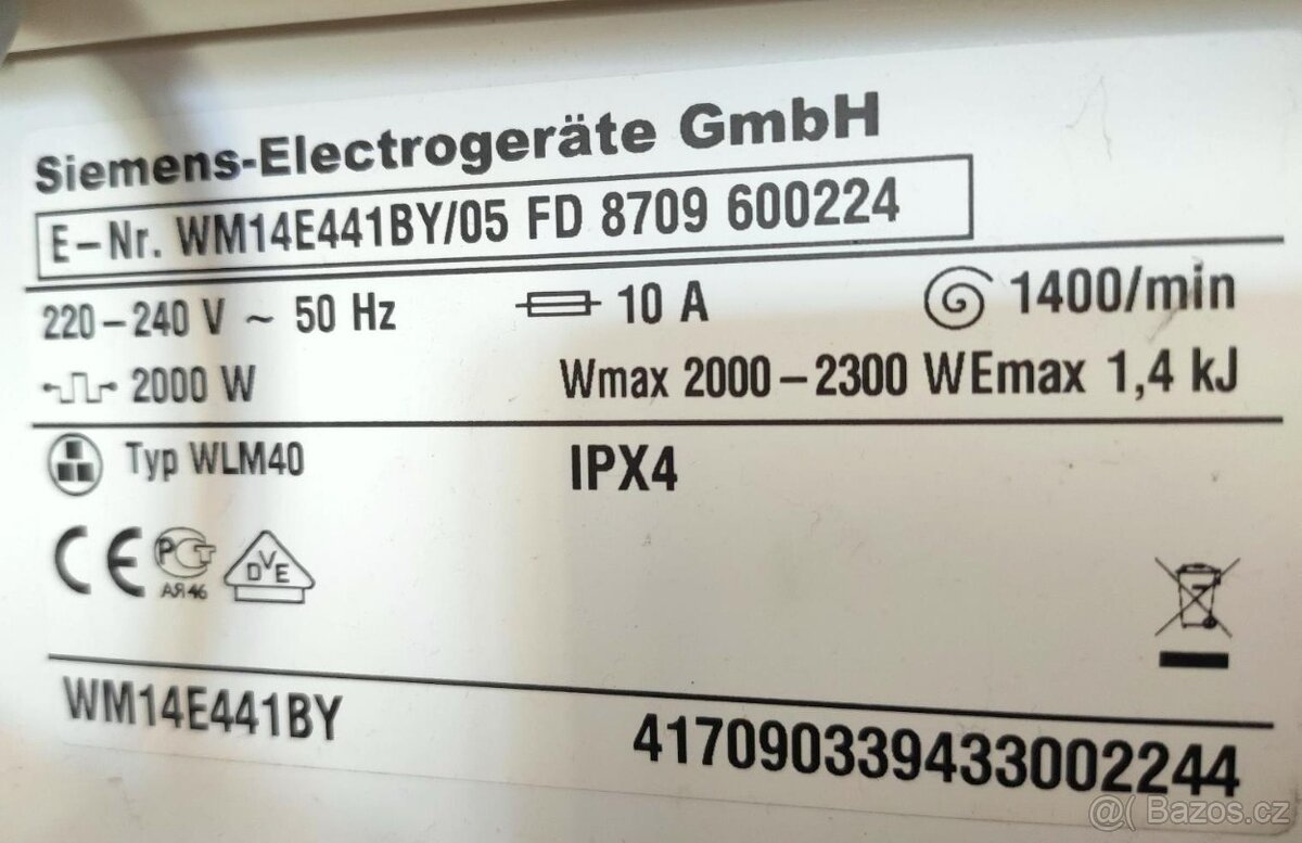 Siemens automatická pračka na 7 kg 14 E 443 BY en.třída A - 3