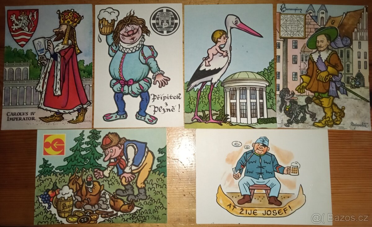 Pohledy s pivní tématikou a pivní tácky - 3
