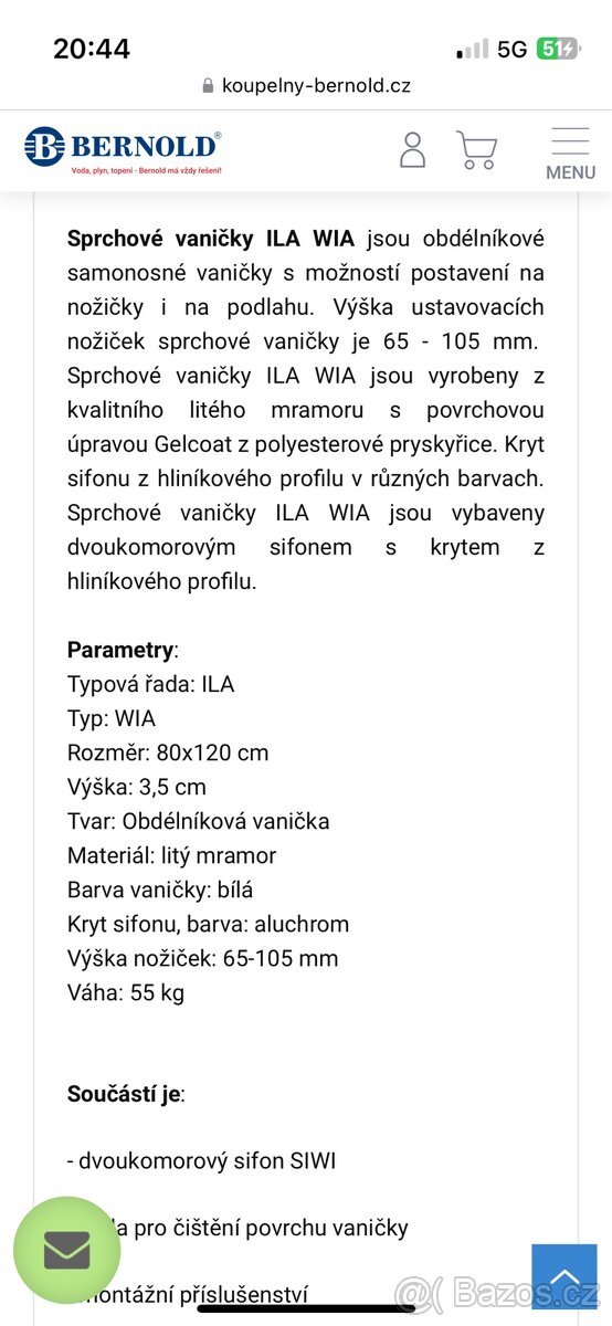 SanSwiss IIa WIA 80 x 120 cm sprchová vanička - 3