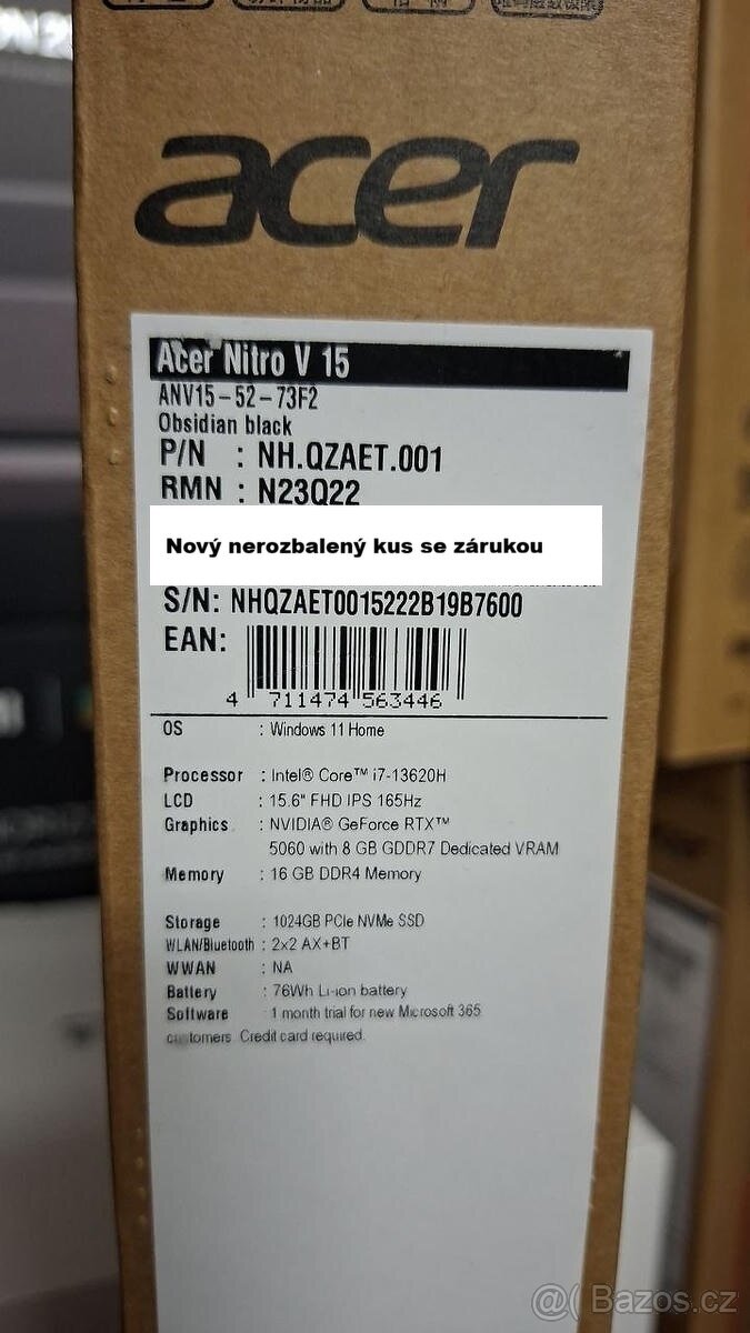 Acer Nitro V 15 RTX 5060 nový nerozbalený herní notebook - 3