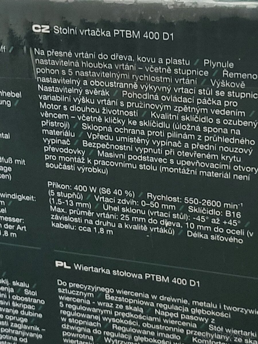 nářadí do dílny, stolní vrtačka, NOVÁ, Parkside - 3