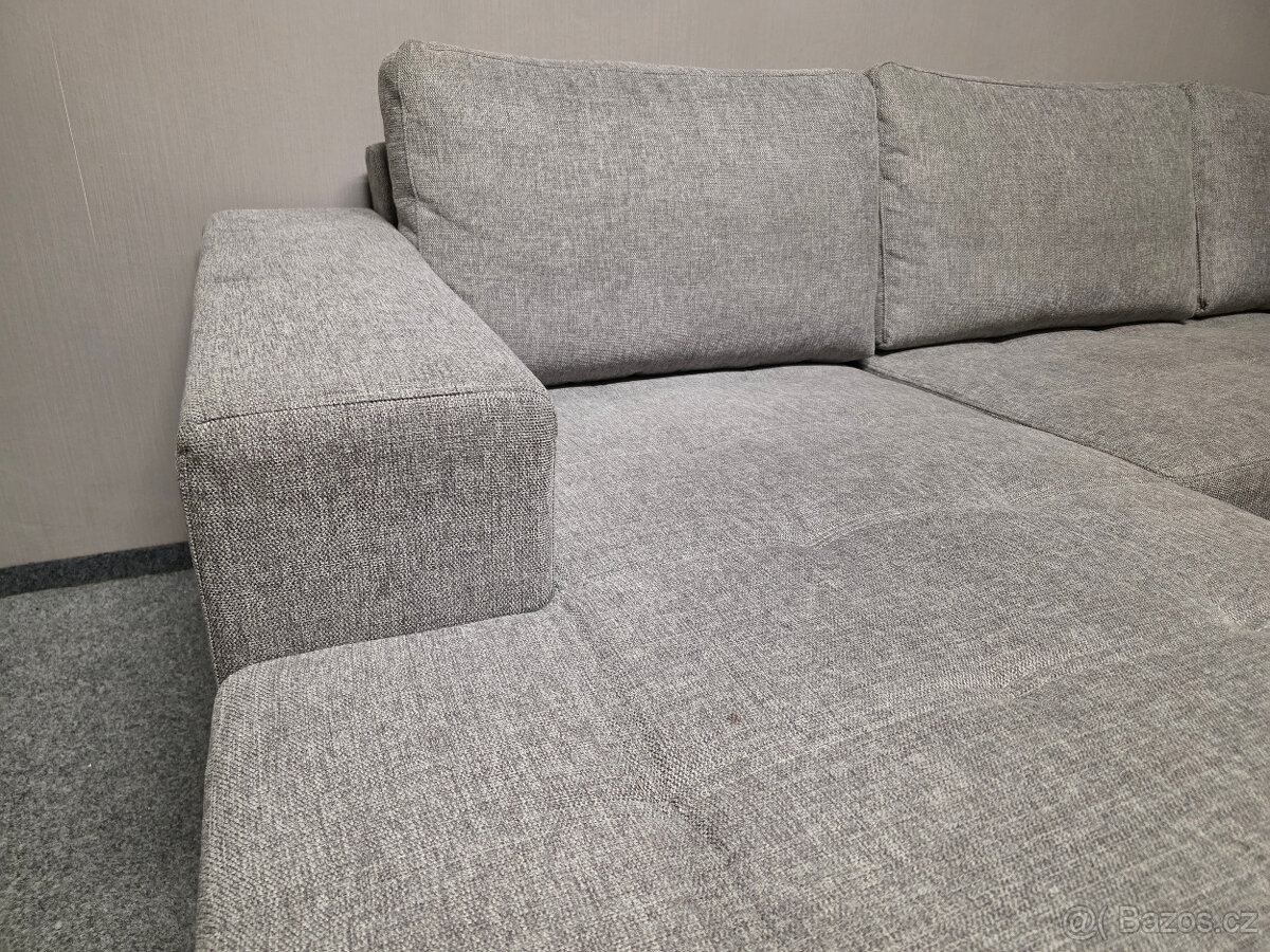 Šedá rohová sedačka 2x taburet - 3
