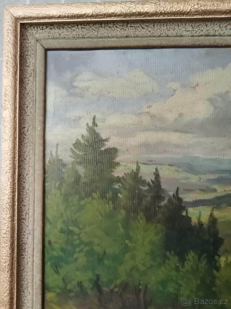 obraz - VÝHLED Z ŠIBENÍKU, olej, Vilém Topinka - 3