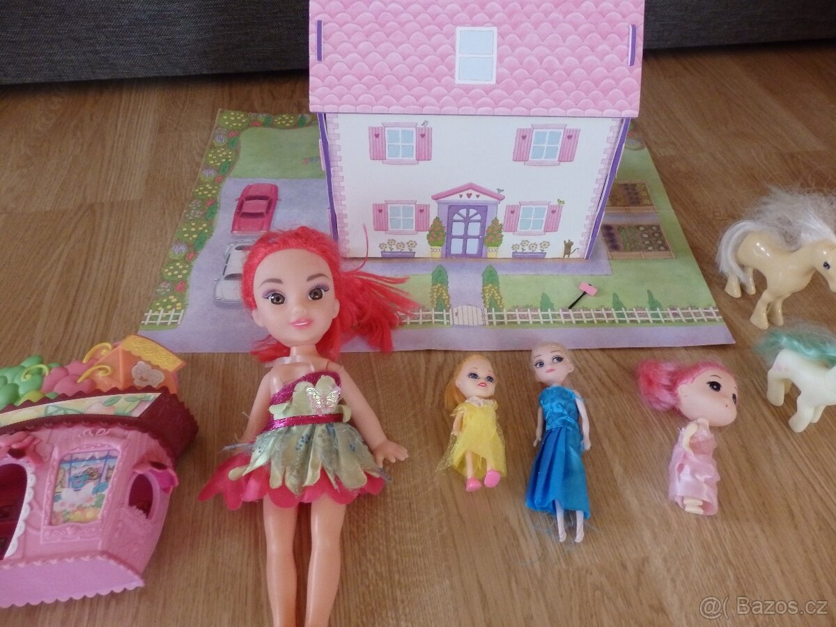 Domeček pro panenky+panenky atd.-cena za vše - 3