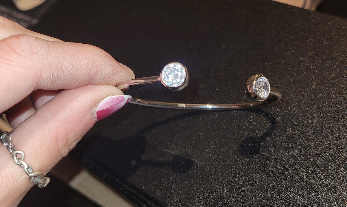 Nový dámský stříbrný náramek 925 otevřený nastavitelný - 3