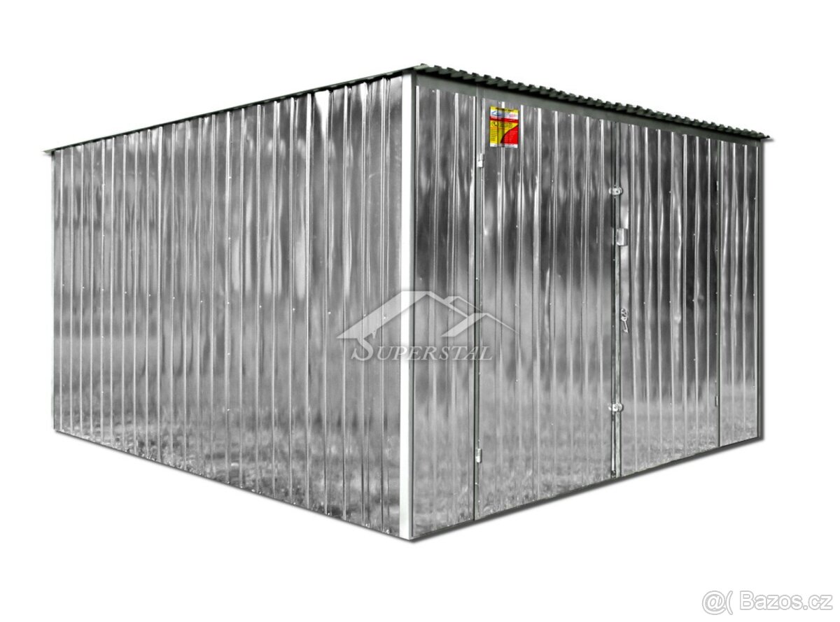 Plechová garáž Superstal 4x6m dvoukřídlá vrata, pozink - 3