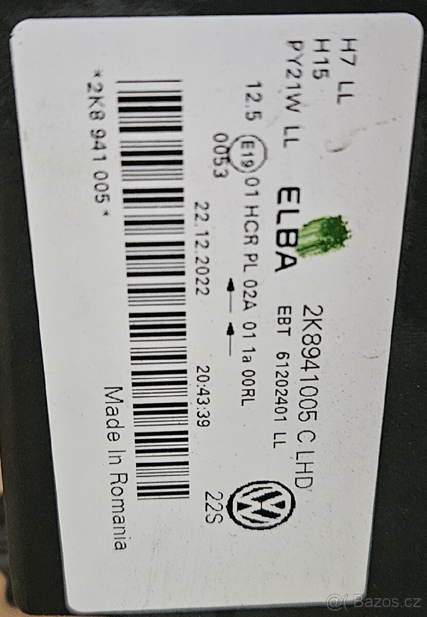 LP světlo VW Caddy 2K8941005D - 3