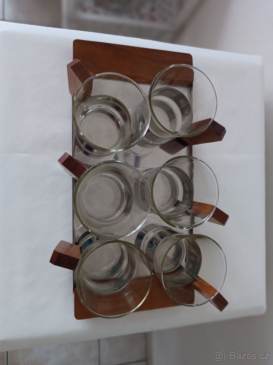 Retro tácek + 6 skleniček - 3