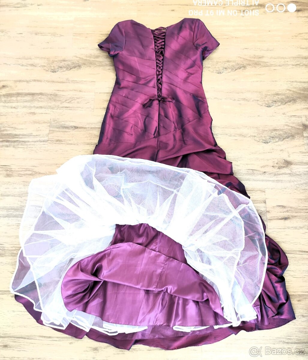 DÁMSKÉ SPOLEČENSKÉ ŠATY DLOUHÉ FIALOVÉ VELIKOST L - 3