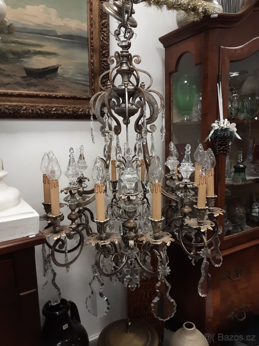 Krásný starožitný křišťálový lustr - 3