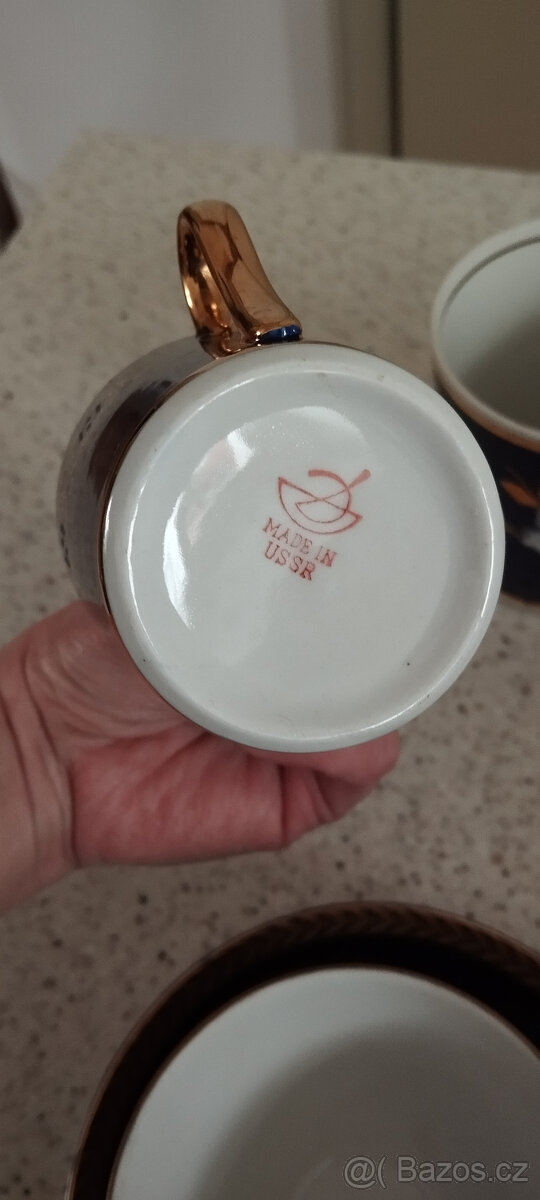 Sada 2x kobaltový hrnek s květem jablka z 60. let - 3