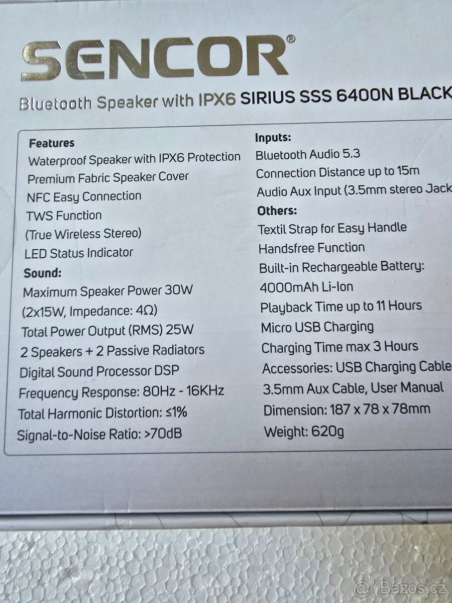 Bluetooth reproduktor Sencor Sirius SSS 6400N - 3
