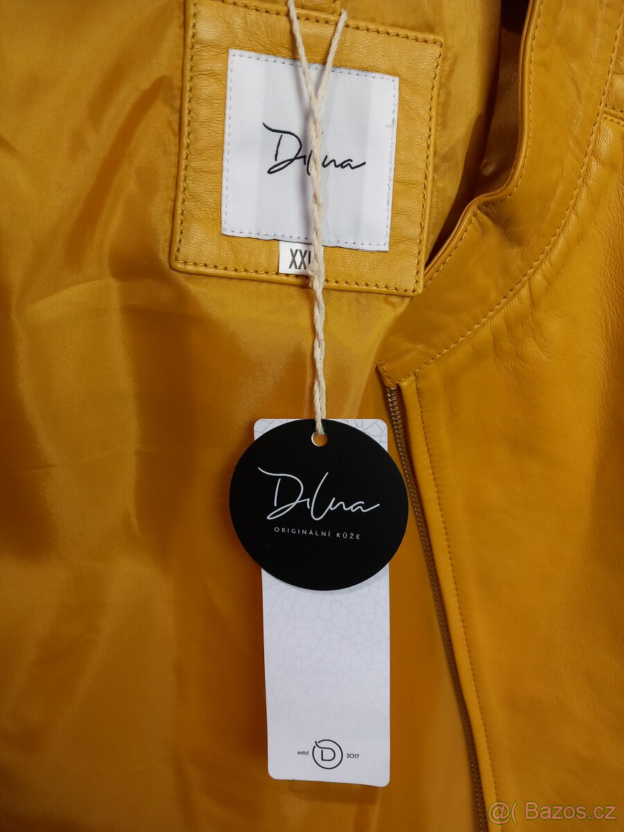 Becca Yellow Dámská Kožená Bunda Žlutá - 3