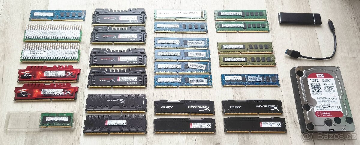 SSD 120-250GB, HD 6-10TB, RAM DDR4 a DDR3 pro PC, VGA - 3
