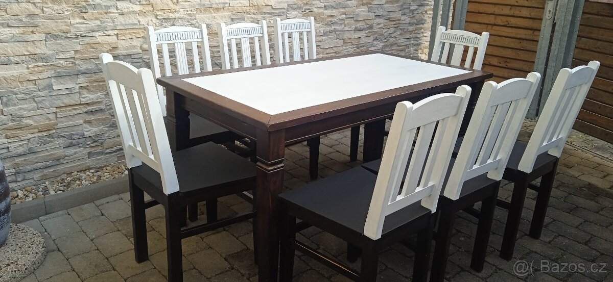 Jídelní stůl+8 židlí -styl vintage - 3