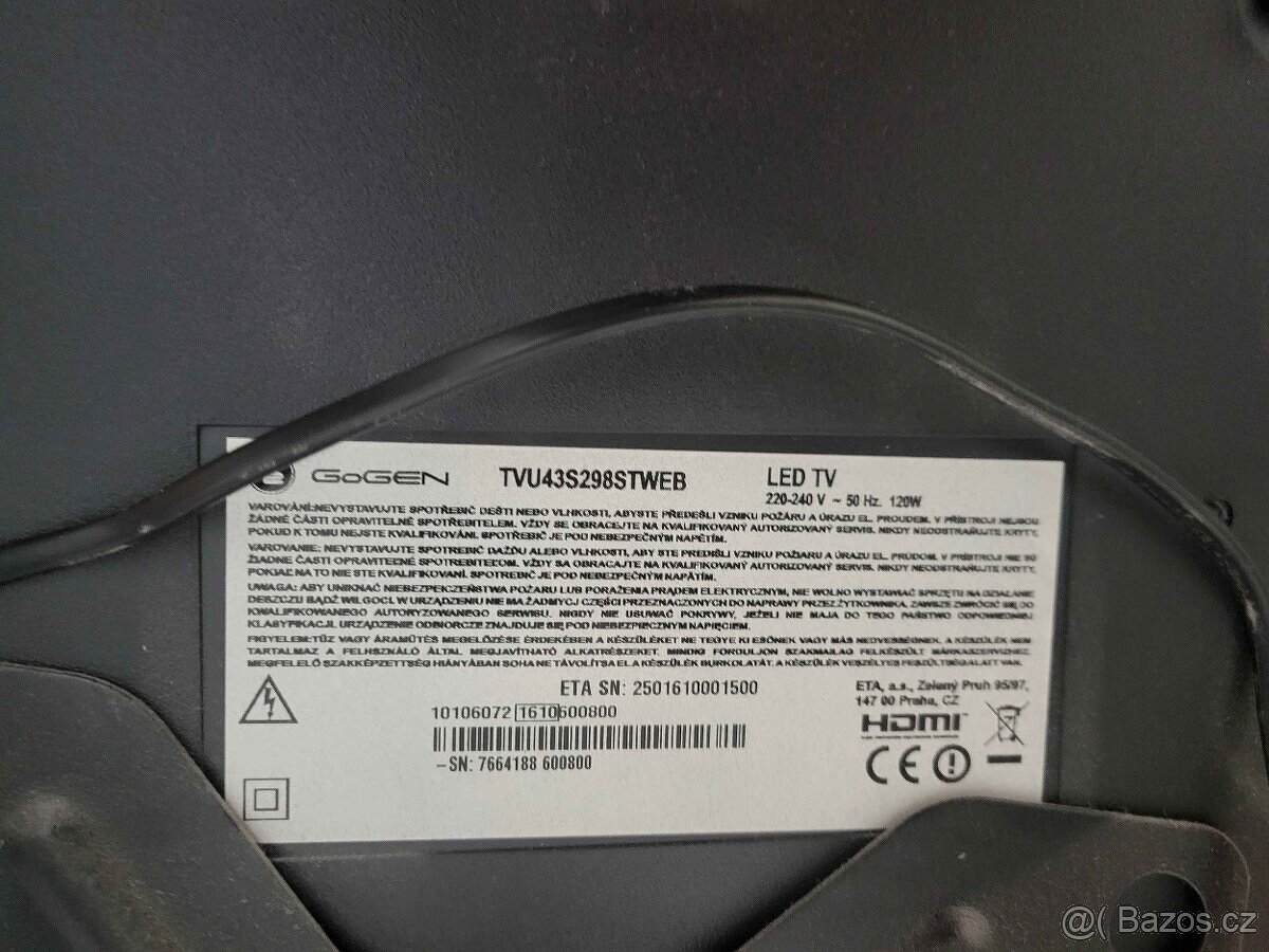 Televize GoGEN TVU 43S298 STWEB černá 108c 4K Ultra HD Smart - 3