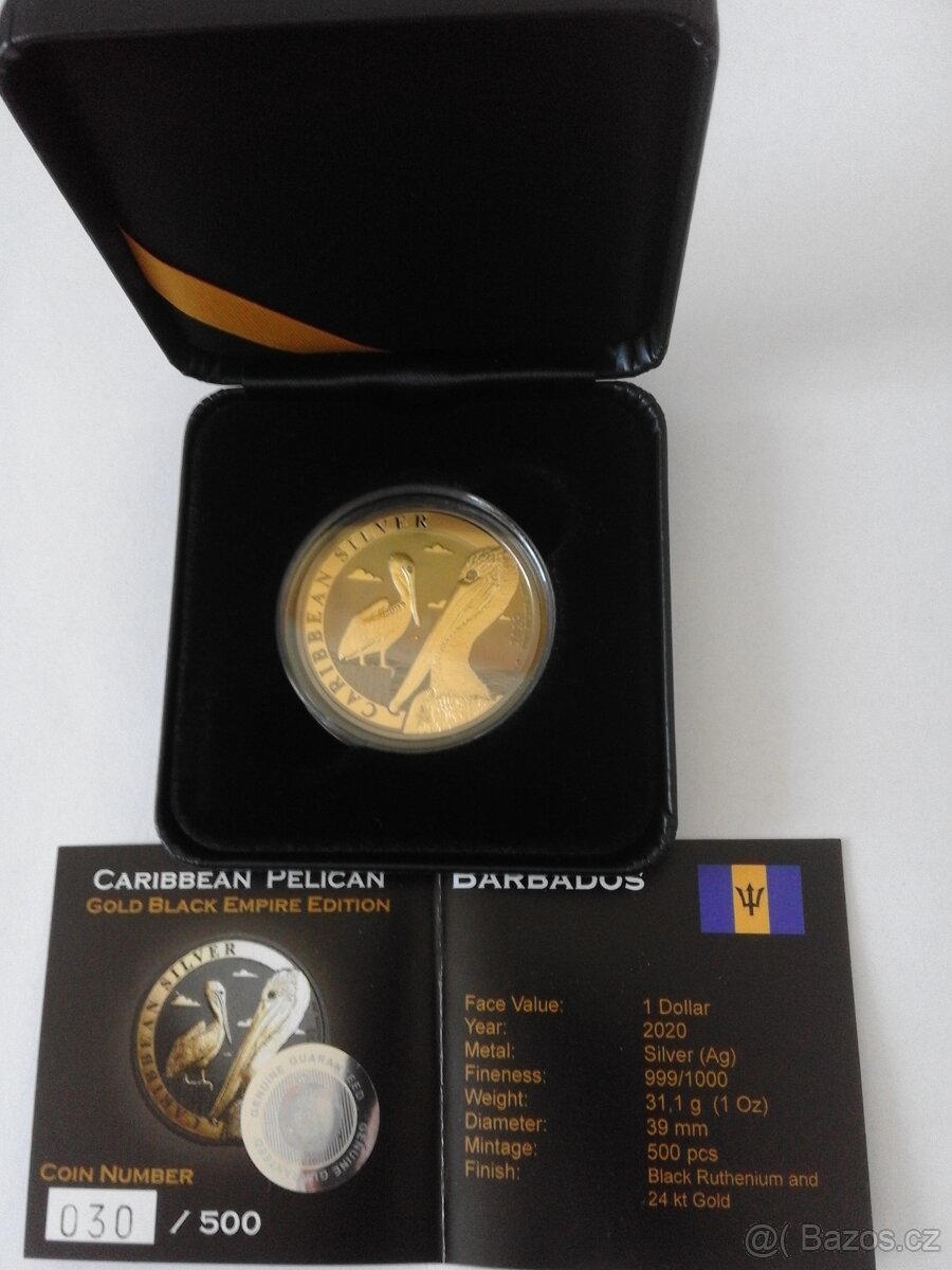 Stříbrná mince s rutheniem a zlatem , číslováno - 3