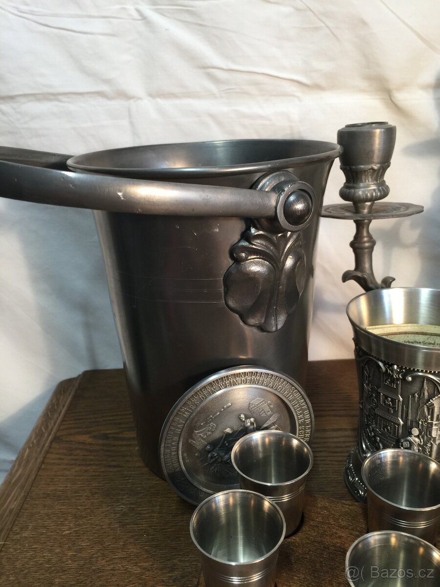 sbírka cínu pohár číše svícen mísa džber Cín - punc - 3