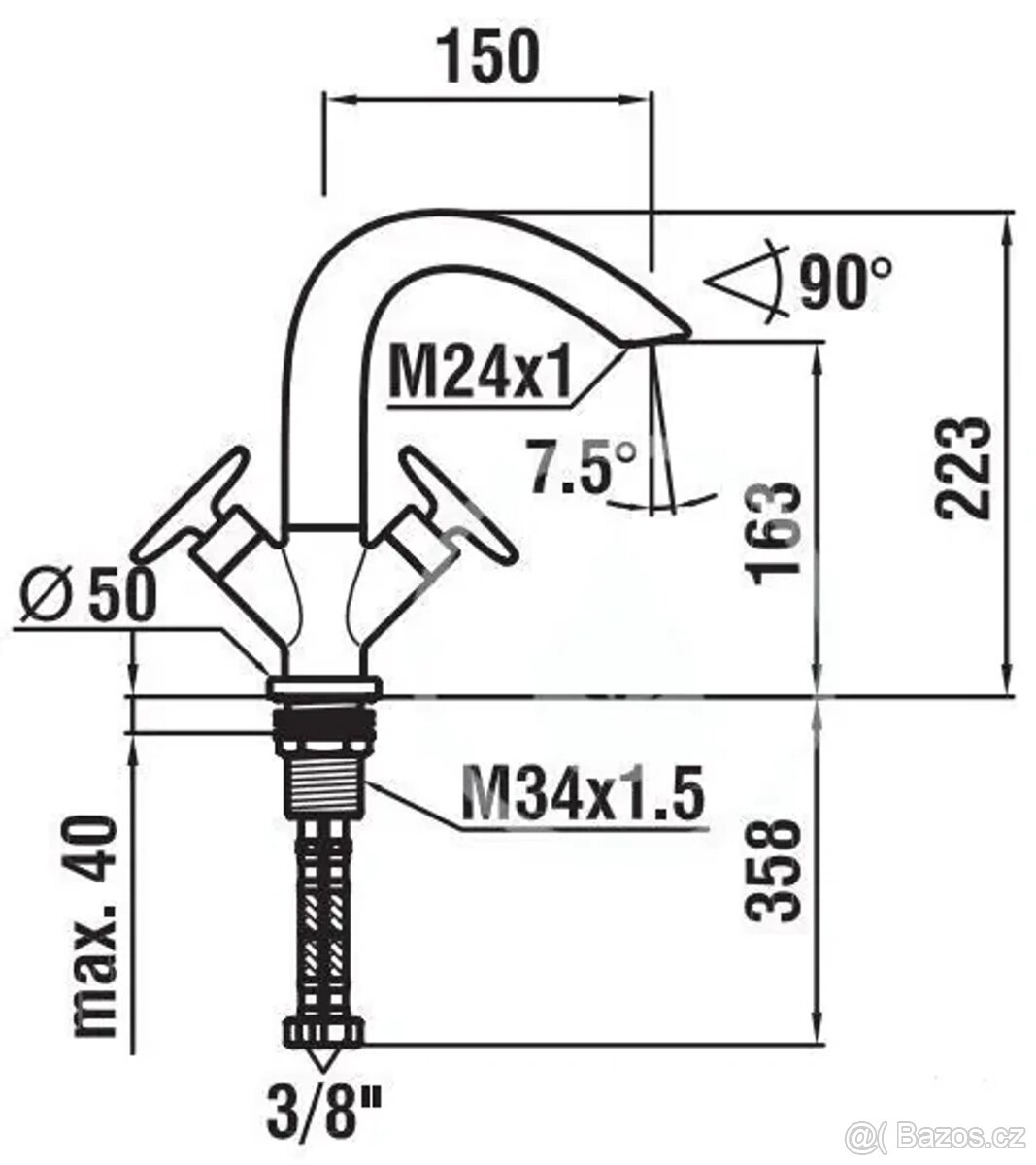 LAUFEN umyvadlová kohoutková baterie - 3