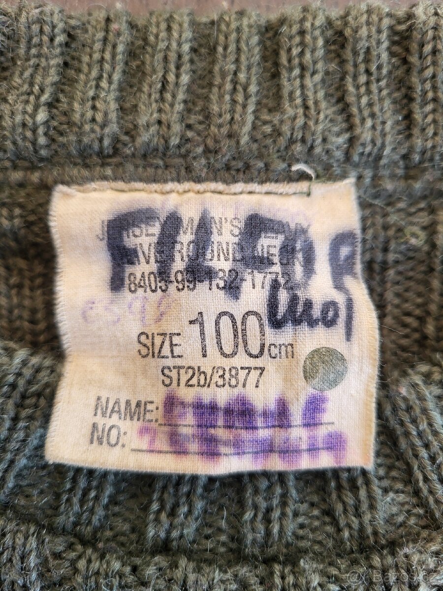 Svetr Commando army vlněný Velká Británie oliv originál - 3