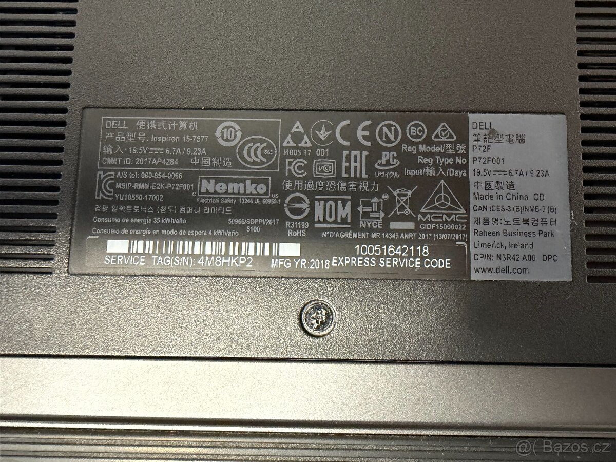 Herní notebook Dell inspiron 15 7577 i5 / GTX 1050 / SSD+HDD - 3