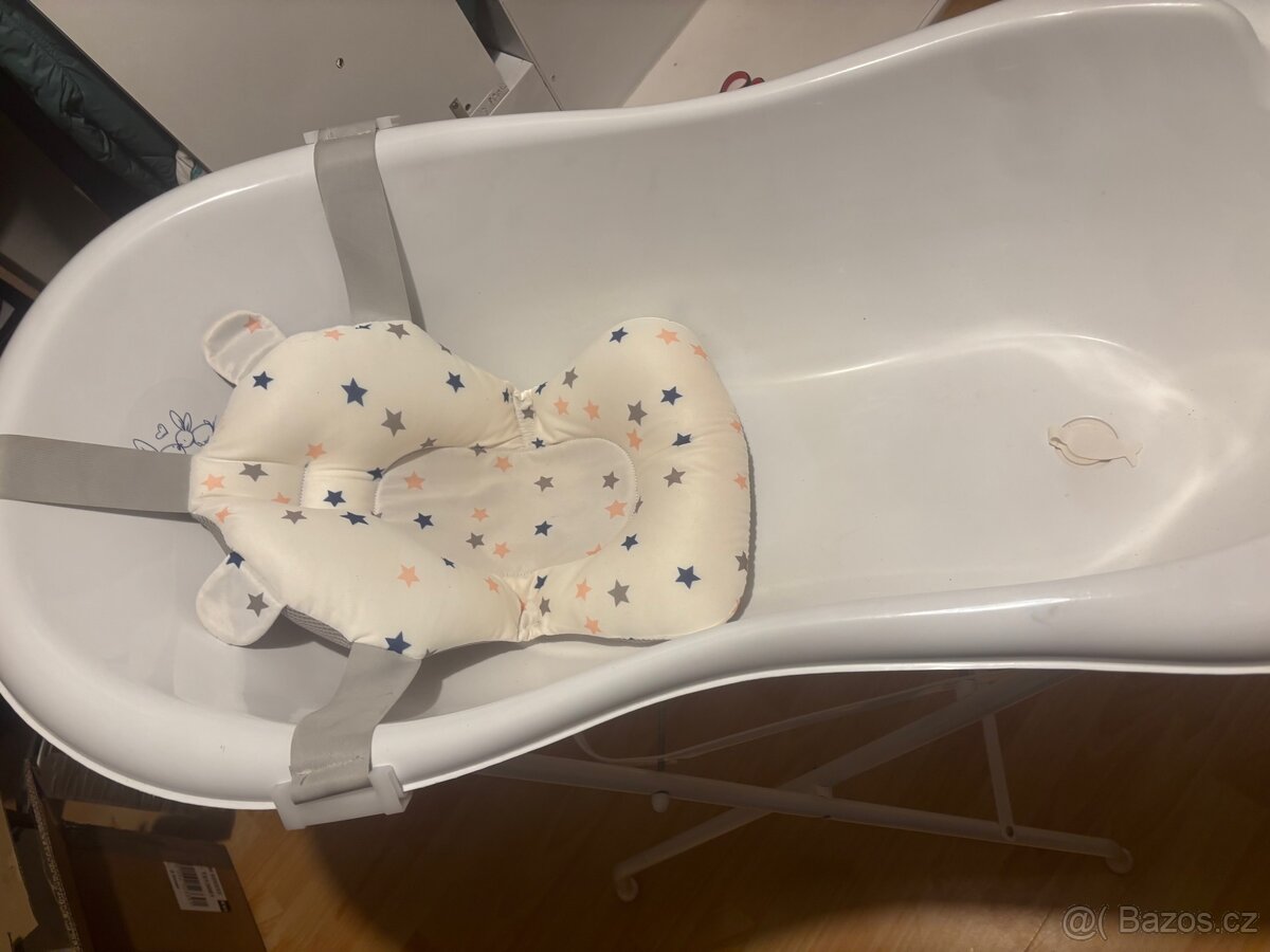 Dětská vanička se stojanem s vypustí a vložkou pro miminko - 3