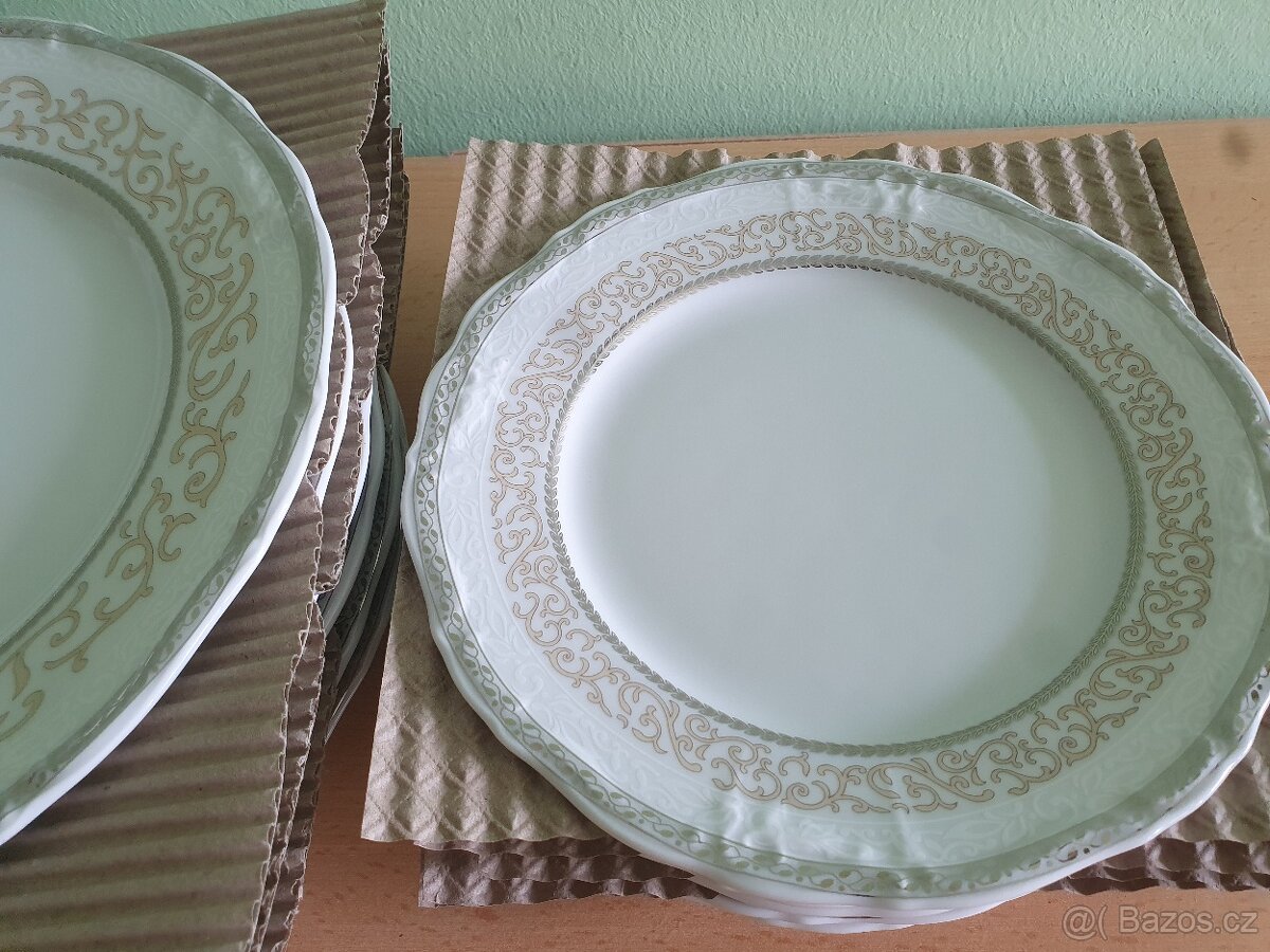 Talířová sada stříbrno-béžový lem THUN - 3
