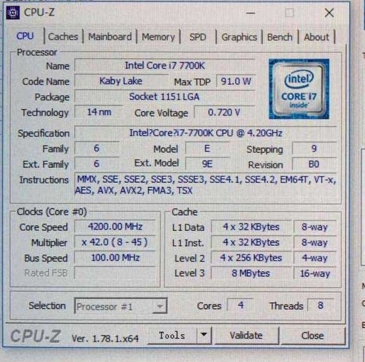 Intel Core i7-7700K - 4C/8T - 3