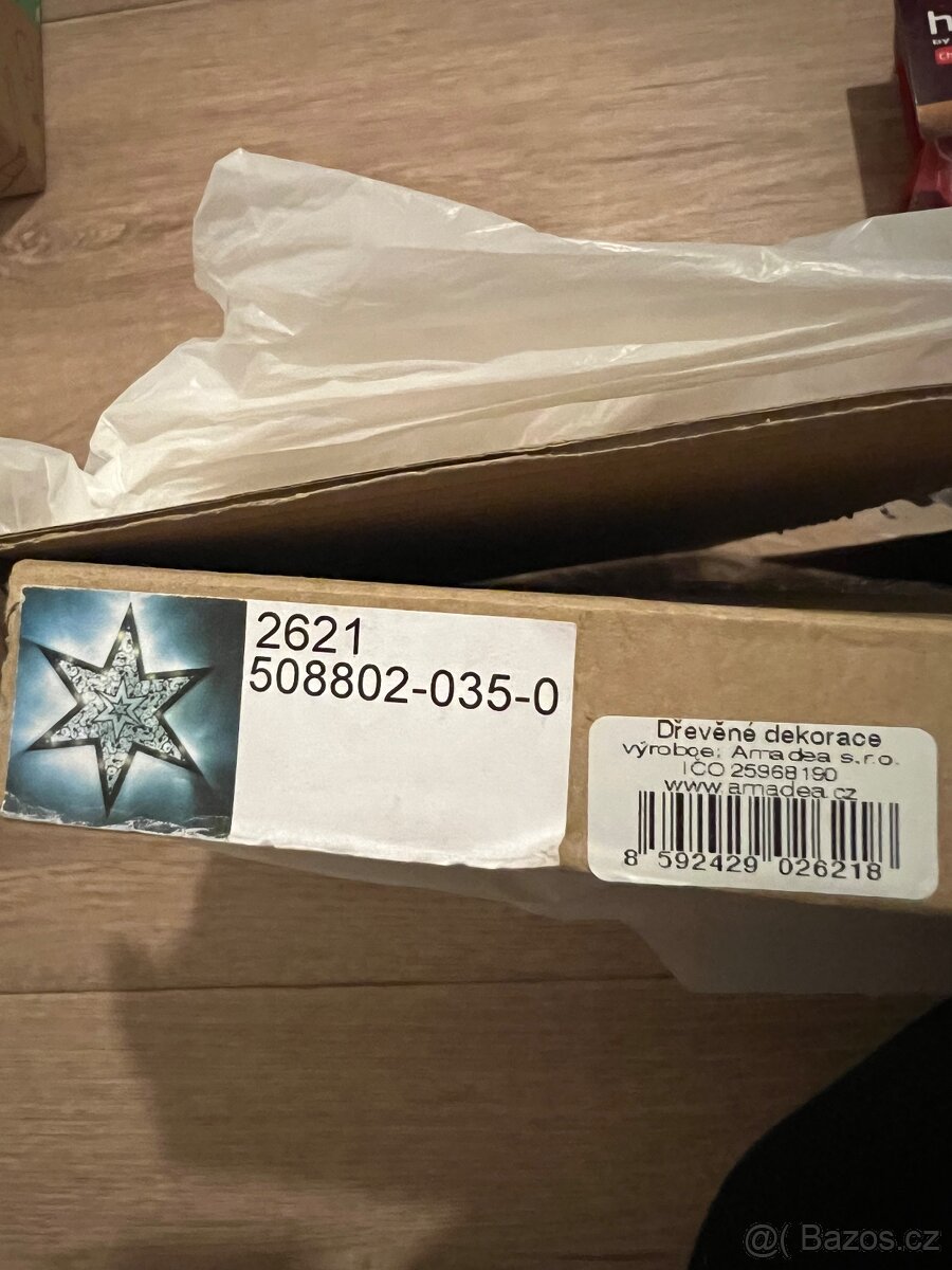 Dřevěná svítící dekorace hvězda s LED osvětlením, 35 cm - 3