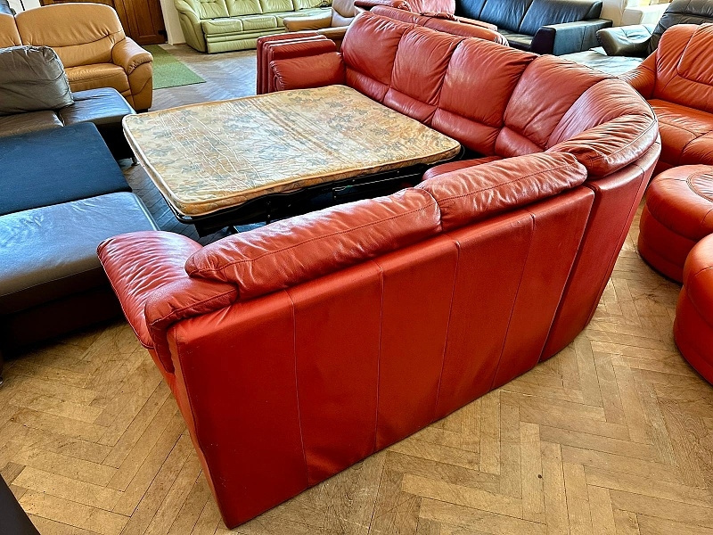 356 Kožená rozkládací rohová sedací souprava sedačka - 3