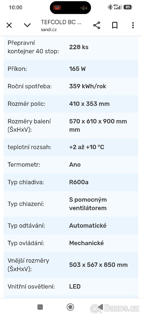 Gastro prosklená lednice Tefcold 145 - 3