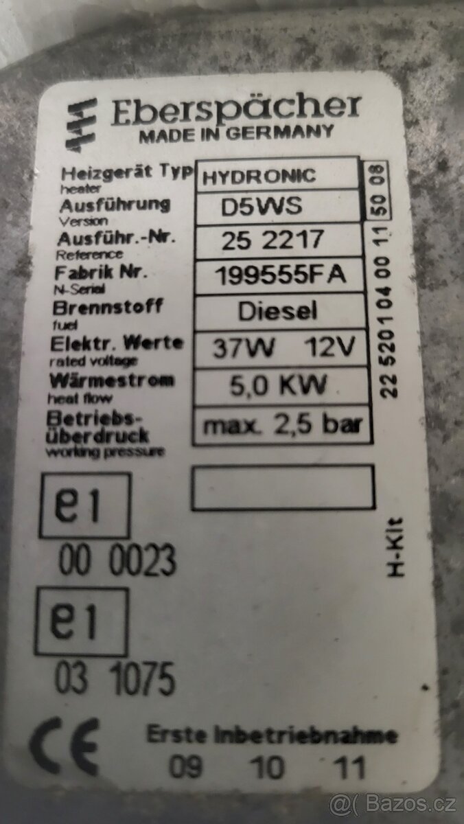 Teplovodní nezávislé topení Eberspacher D5WS - 3