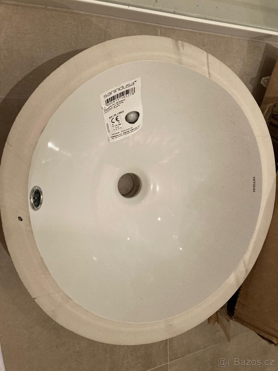 prodám nové bílé umyvadlo - kruhové keramické pod desku - 3