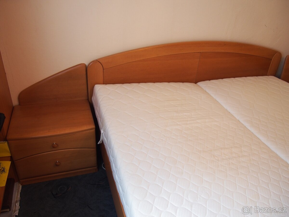 Postele HANAU (2xpostel+rošt+noční stolek+matrace) - 3