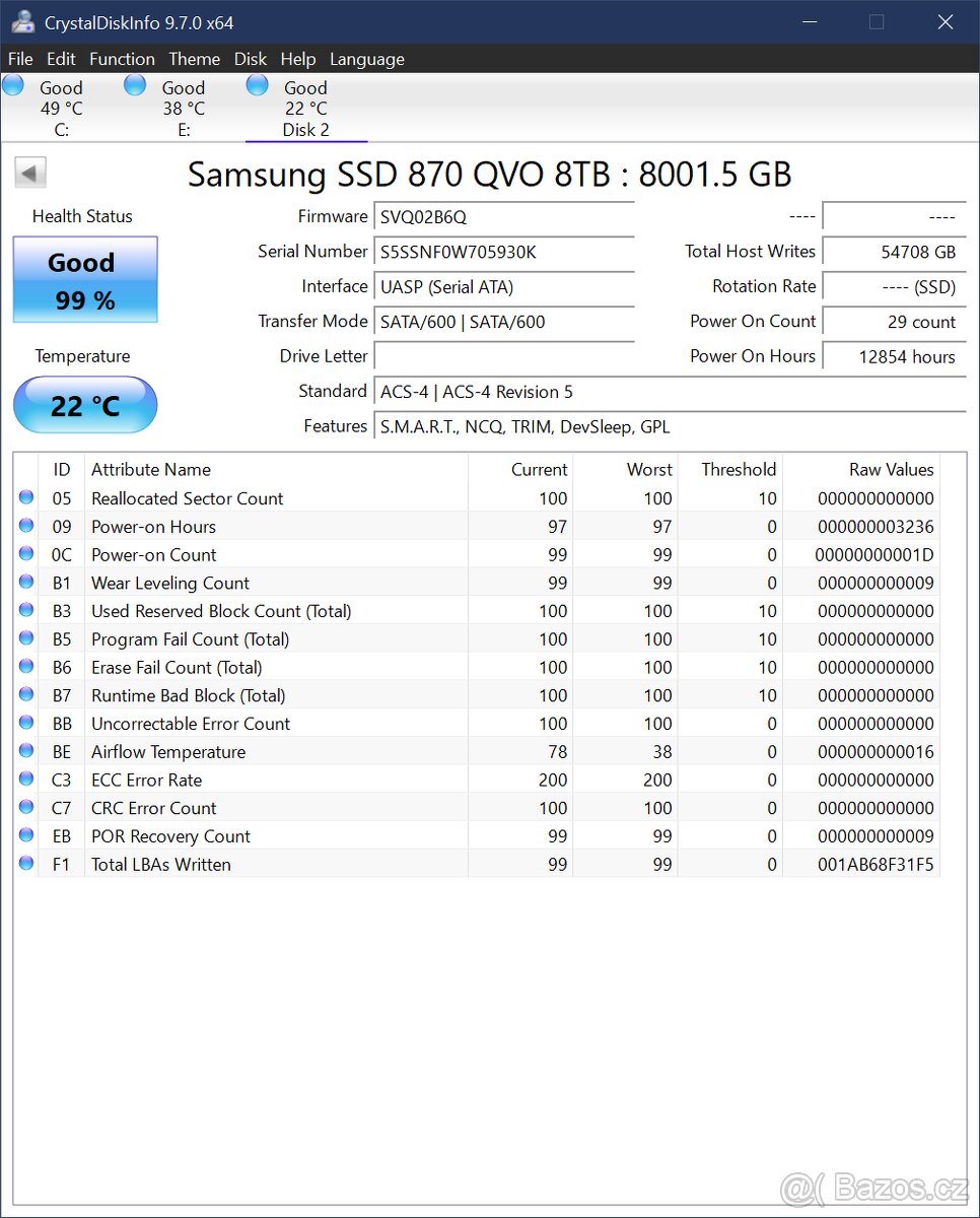 8TB SSD Samsung 870 QVO SATA 2.5" - 3