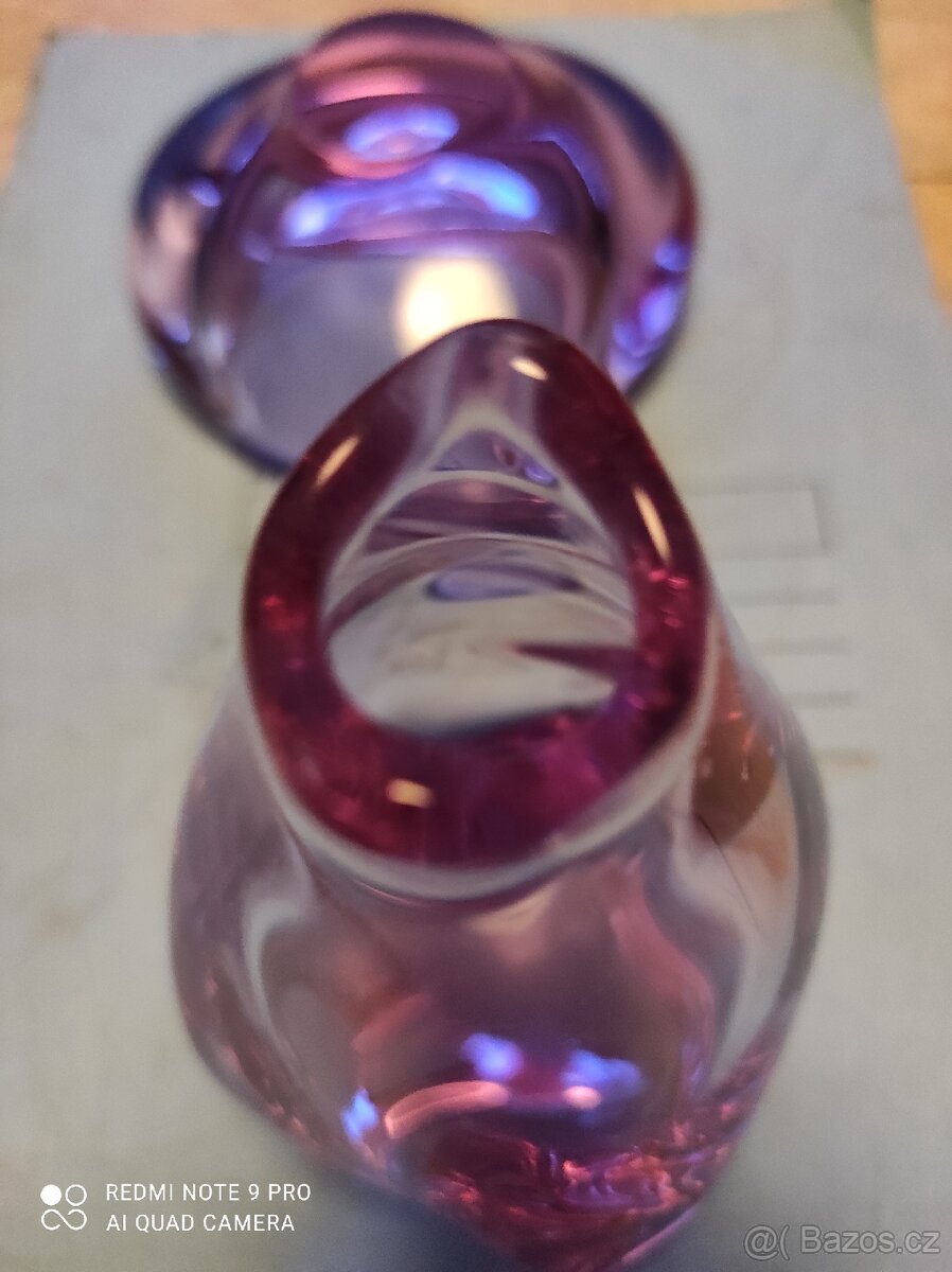 Hutní sklo popelník a vázička - 3