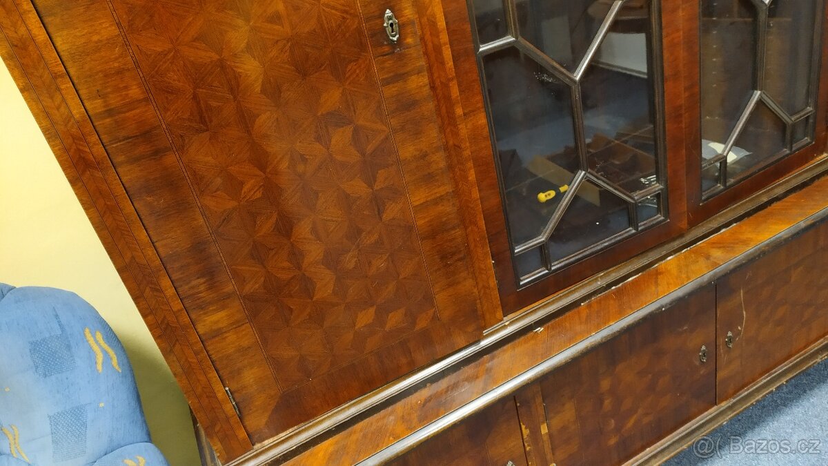 Starožitný psací stůl + knihovna - 3