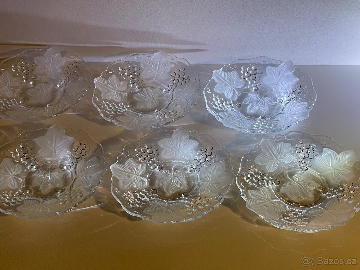 Sada servírovací talířků dezertní, dortová, sklo - 3