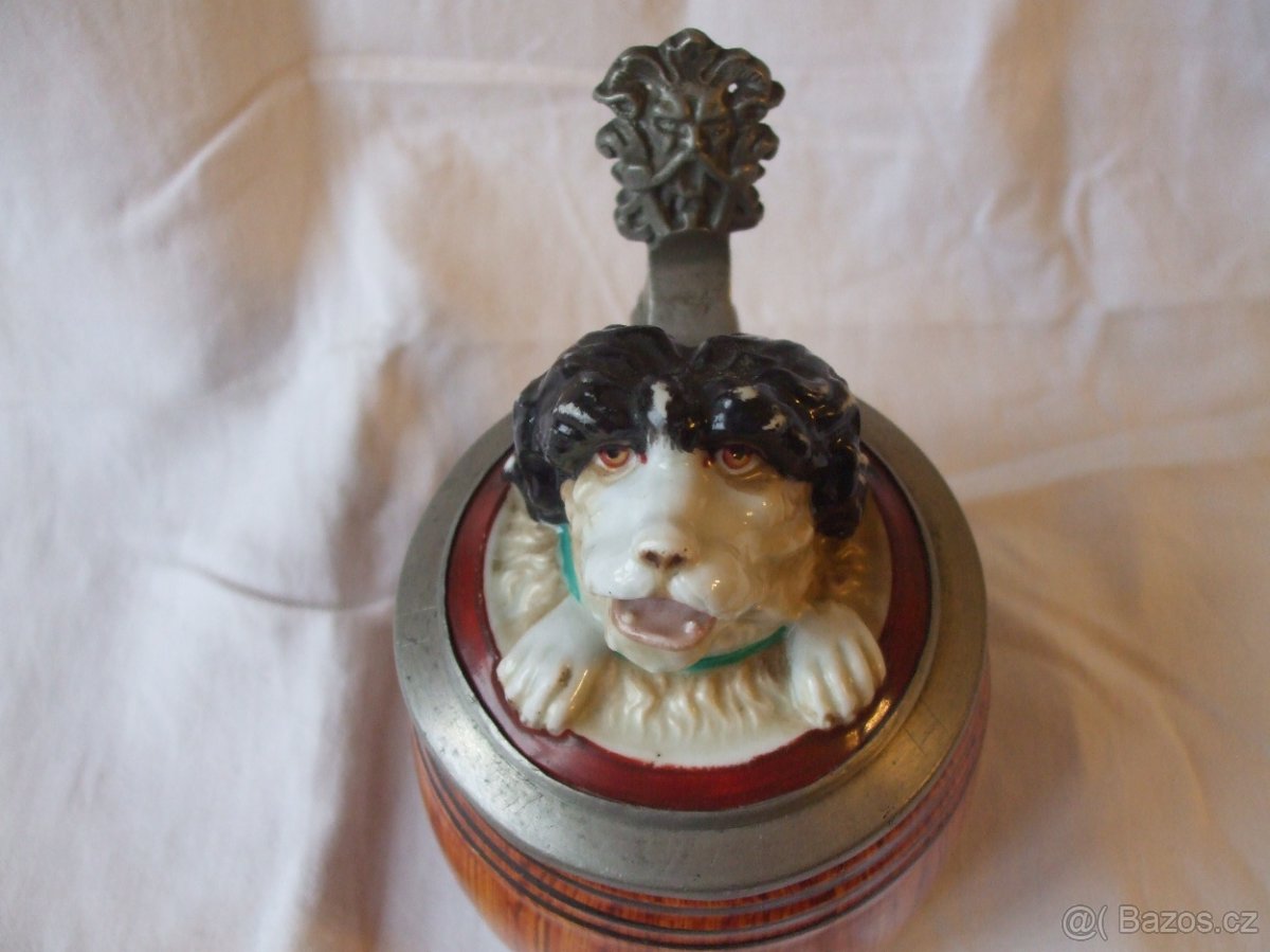 půllitr korbel OK, pes 1.čtvrt.20.st průsvitka půlitr - 3