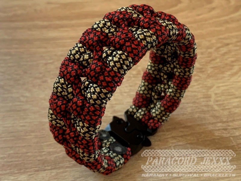 PARACORD náramek (19 cm) red - bronze - 3