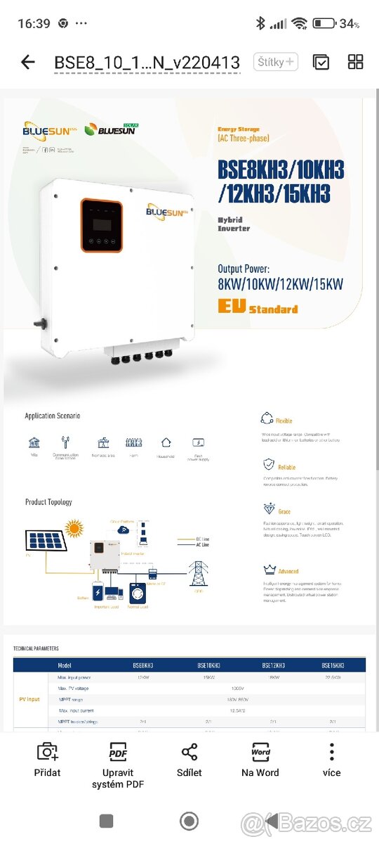Fotovoltaický střídač Bluesun 8KW - 3