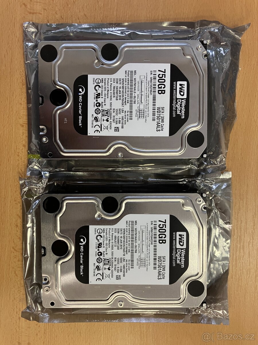 Pevné disky HDD Western Digital Black, 2TB, 750GB - 3