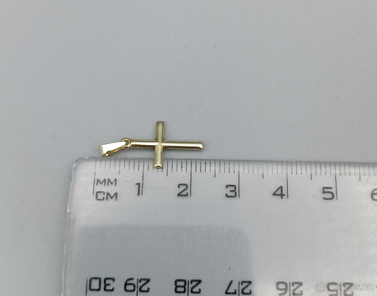 Zlatý přívěsek kříž 0,65g, 14 kt, 585/1000 - 3