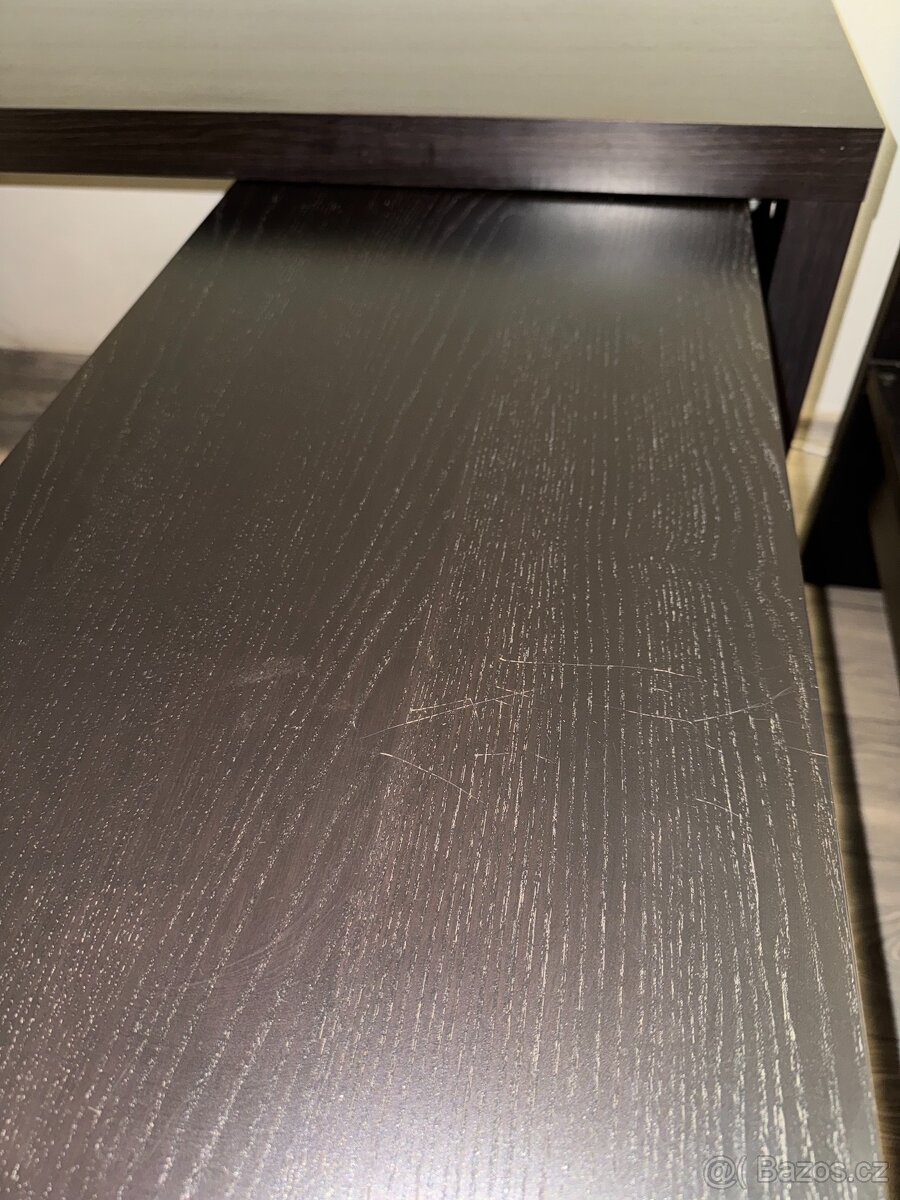 Psací stůl MALM s výsuvnou deskou černý - 3