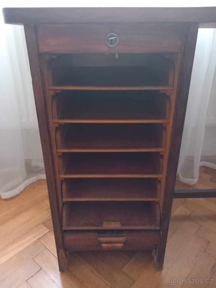 Tmavě hnědý starý/starožitnÿ psací stůl - 3