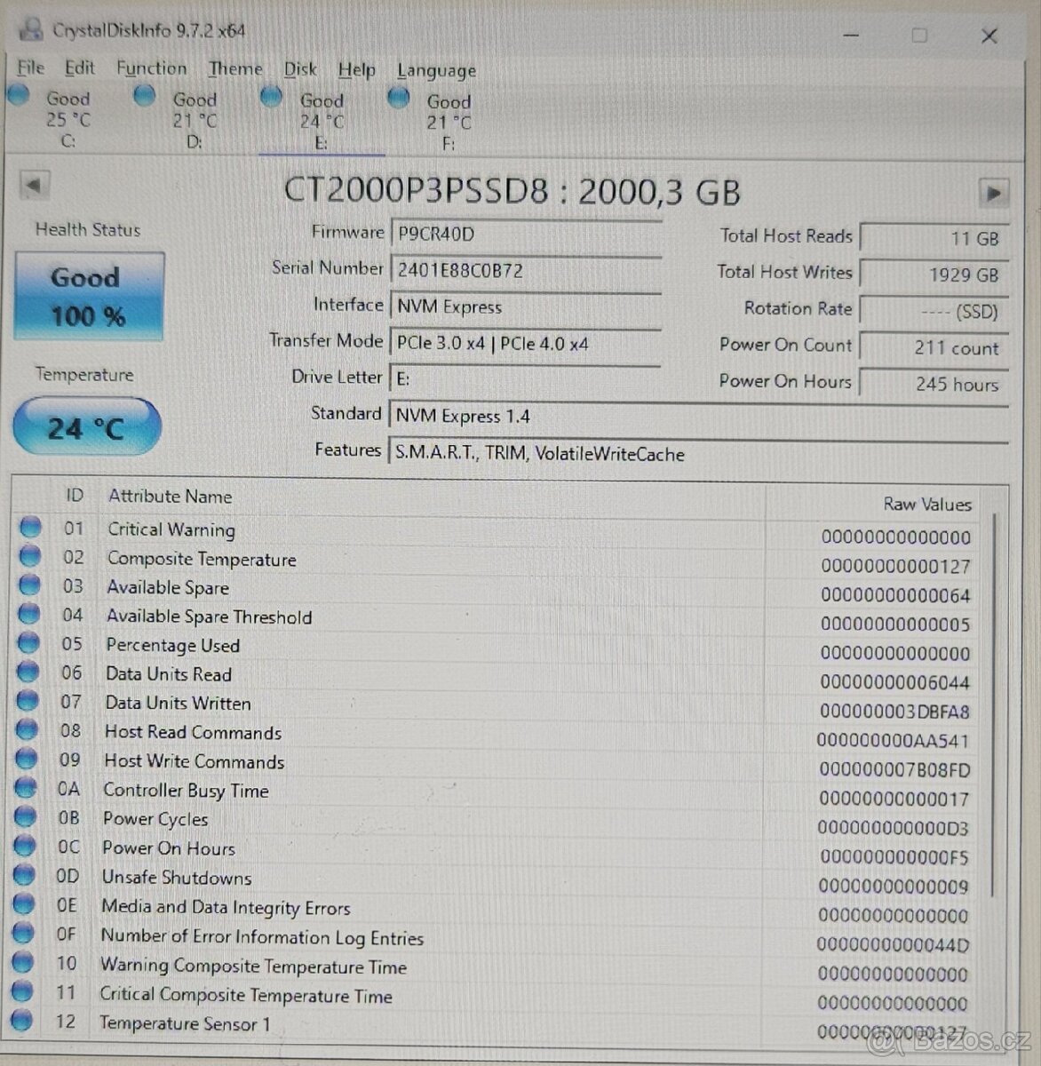 SSD disk Crucial P3 Plus 2TB, M.2 NVMe, PCIe 4.0 - 3