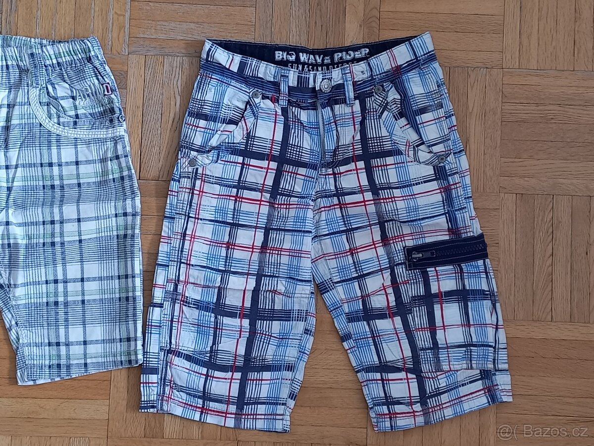 2x kraťasy/šortky plátěné kostkované vel. 122/128 - 3
