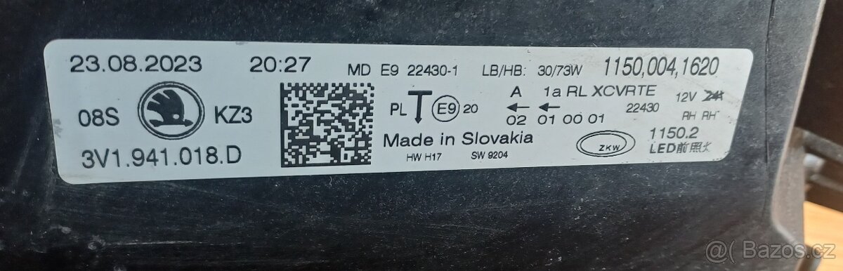 Světlo Škoda SUPERB III 3V1941018D - 3