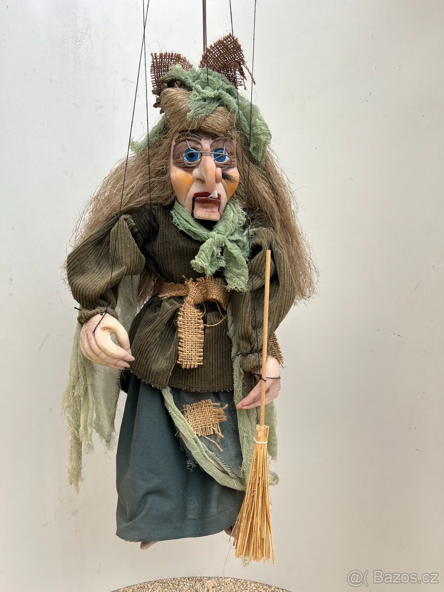 Sběratelské loutky marionety - čarodějnice a vodník - 3